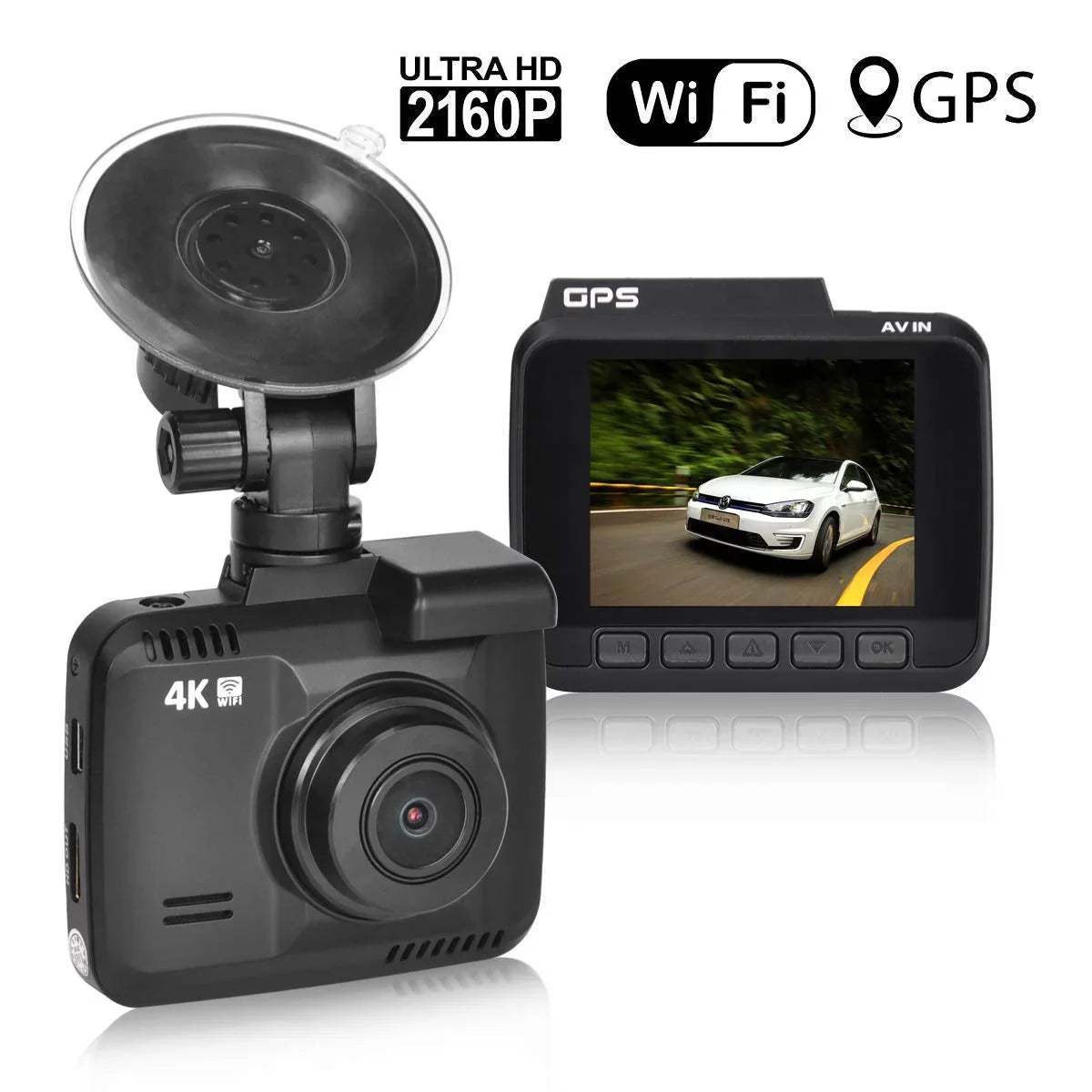 Parking Wide Dashboard G-Sensor, GPS, Dash 24FPS Record, Driving Chip, Iseebiz WDR, View, 2160P Cam, Motion Cam Mode Detect, Recorder 150° Novatek Car Built-in Loop Angle, App WiFi