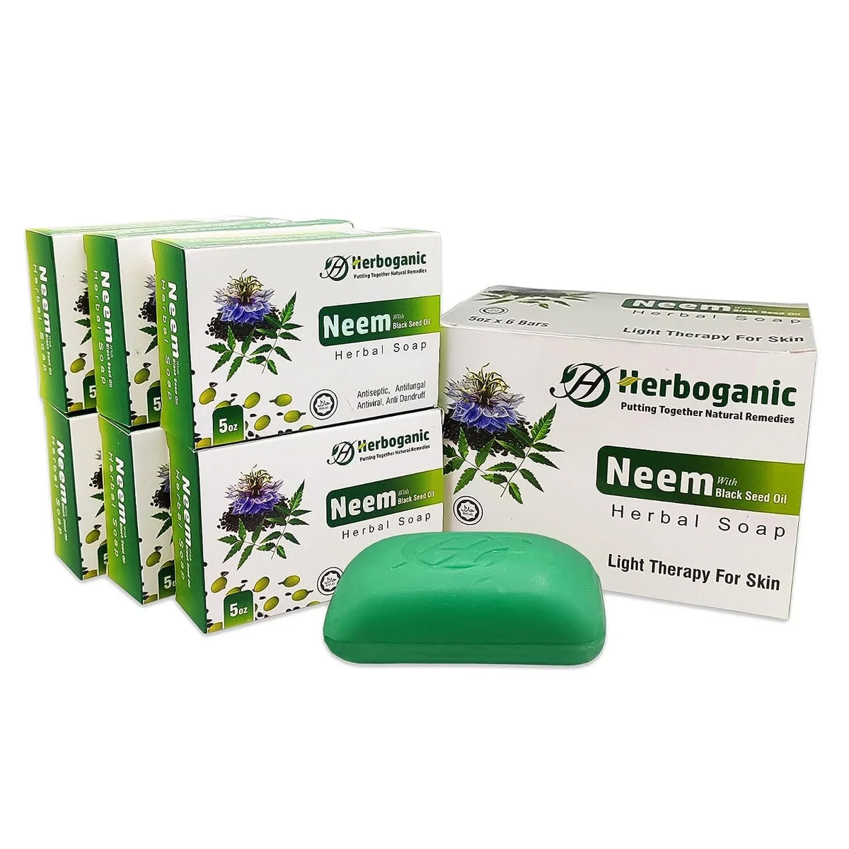 6) Vegan HERBOGANIC Neem with Bar with and Herbal for Men Women Natural 5 and | of oz. | Neem and Face (Pack Natural Seed Oil | Infused | for Soap Soap Body
