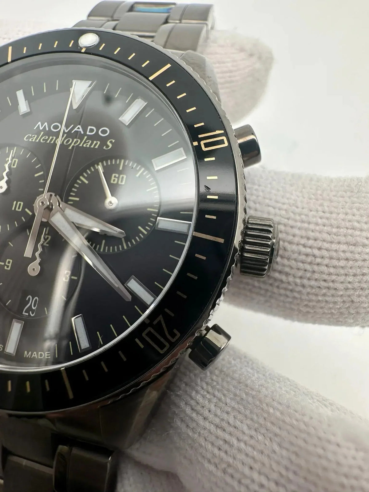 Movado Pre-owned 42mm (Good) Chronograph Men Steel Quartz Watch Heritage 3650102