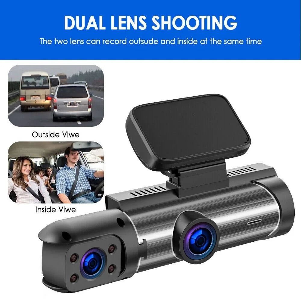 Recorder Lens Hd Night Car Onemayship Dual Dvr 3.16In Dash 1080P Front Inside Cam Camera