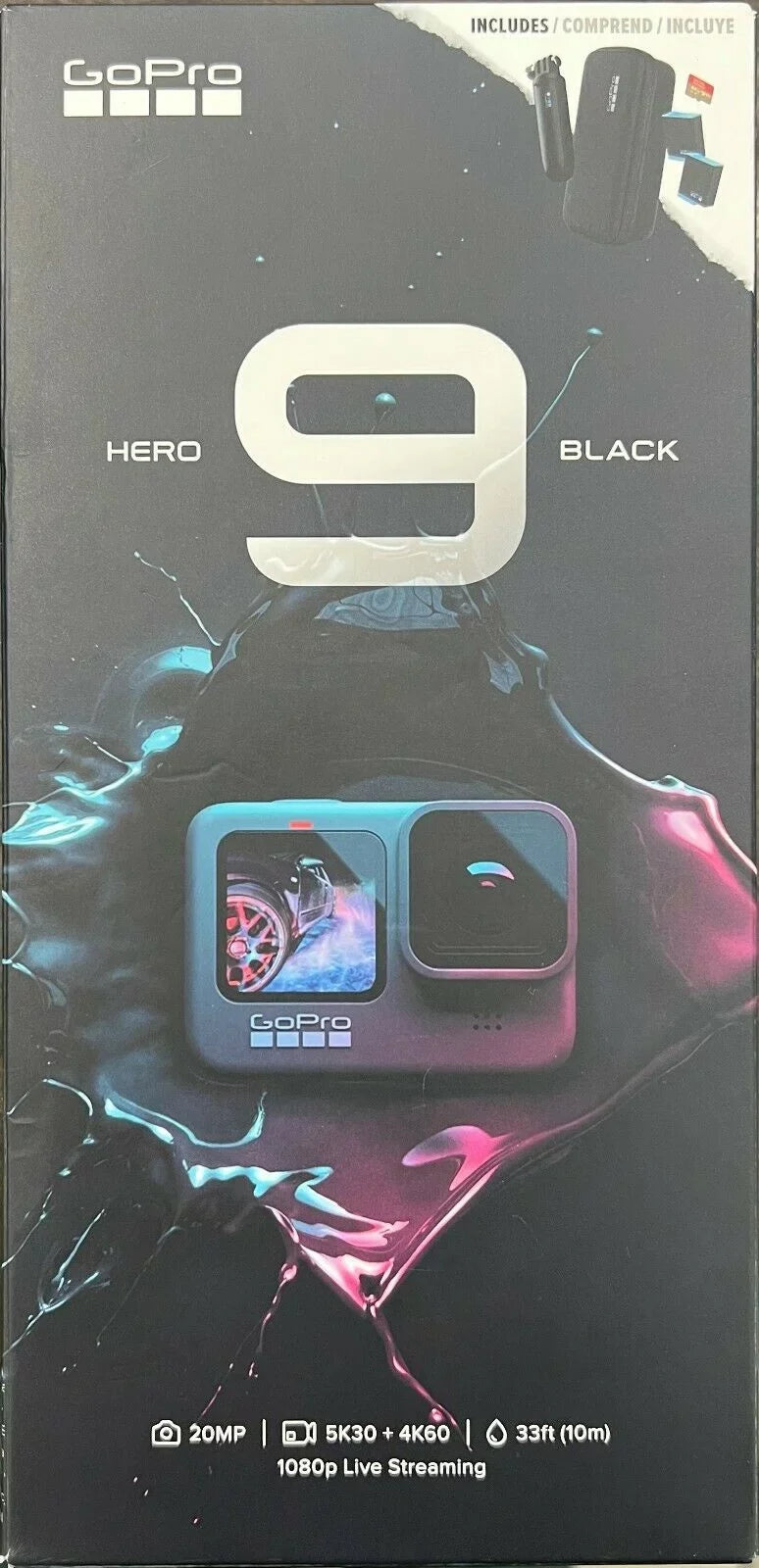 Battery/Case/64GB Extra Action Camera GoPro Bundle Brand -- HERO9 New