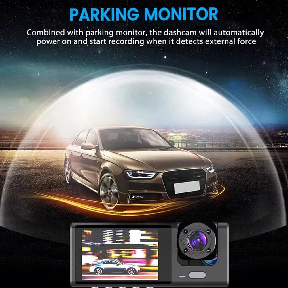 Dual Front/Rear/Inside Car Kqiang Dash HD Cam 1080P G-sensor Camera Lens Video Recorder