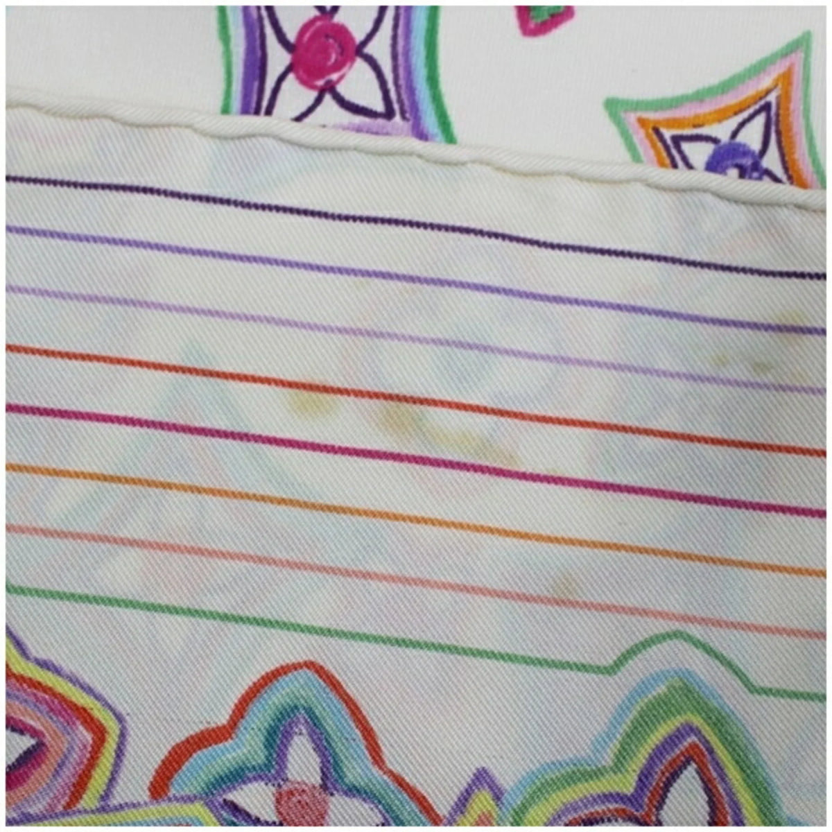 Multicolor Monogram Muffler Louis White Women's Pre-Owned Silk x (Good) Vuitton Scarf