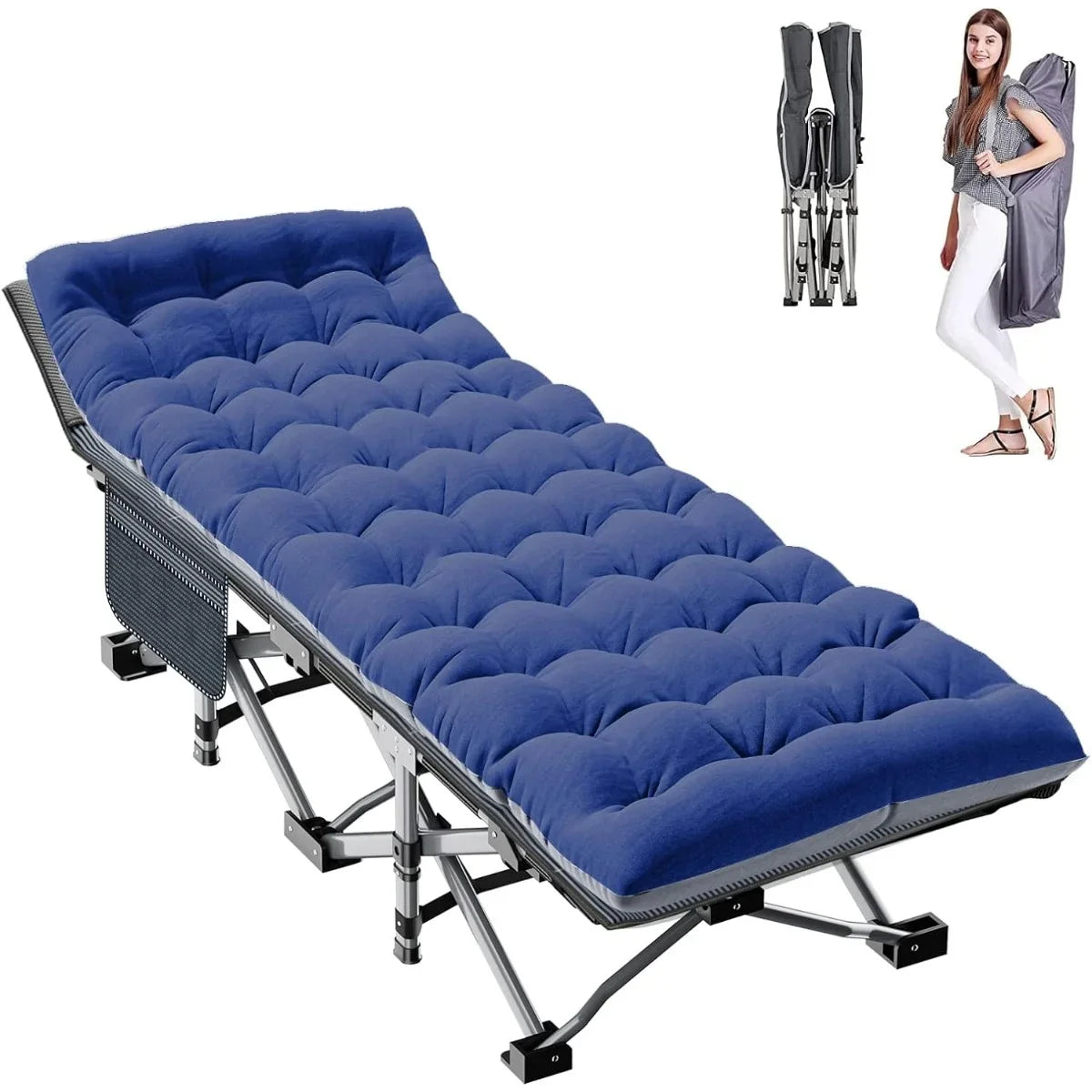 Bed Cots Camping Layer Oxford Camp Bag,1200 Outdoor Adults, for Carry W/Mat Travel with Cot Heavy D Folding Duty