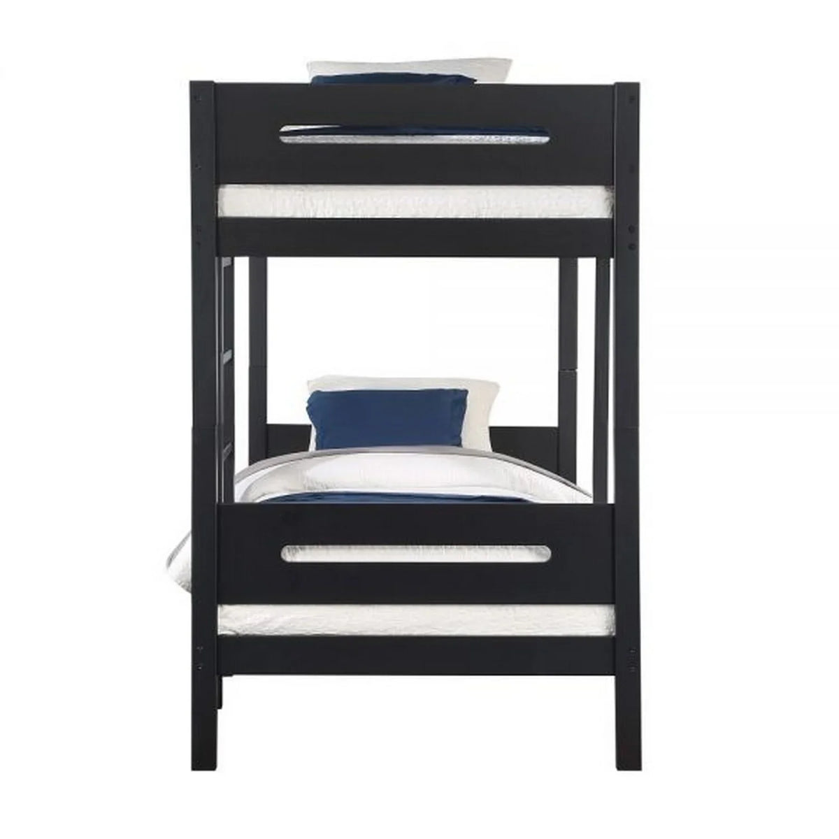 Size Asin Wood, Bunk Front Ladder Bed - Solid Twin with Facing Pine Benjara
