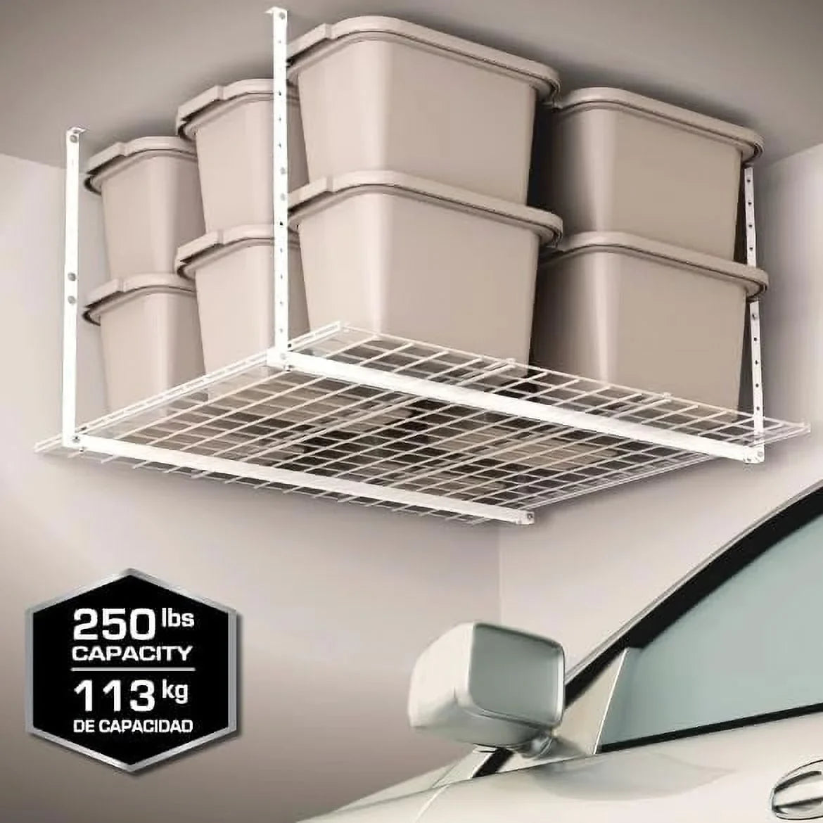 45-Inch Overhead HyLoft Organization 45-Inch Garage 00540 System White Ceiling by Mount Rack Storage