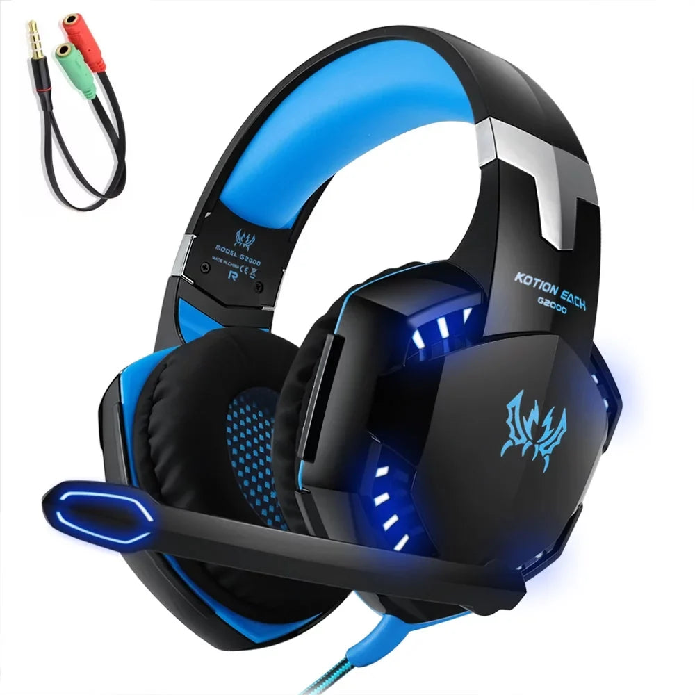 Cable Adapter Noise G2000 Gaming Reduction Headset PC with EACH EACH Laptop KOTION Audio Smartphone 3.5mm KOTION for