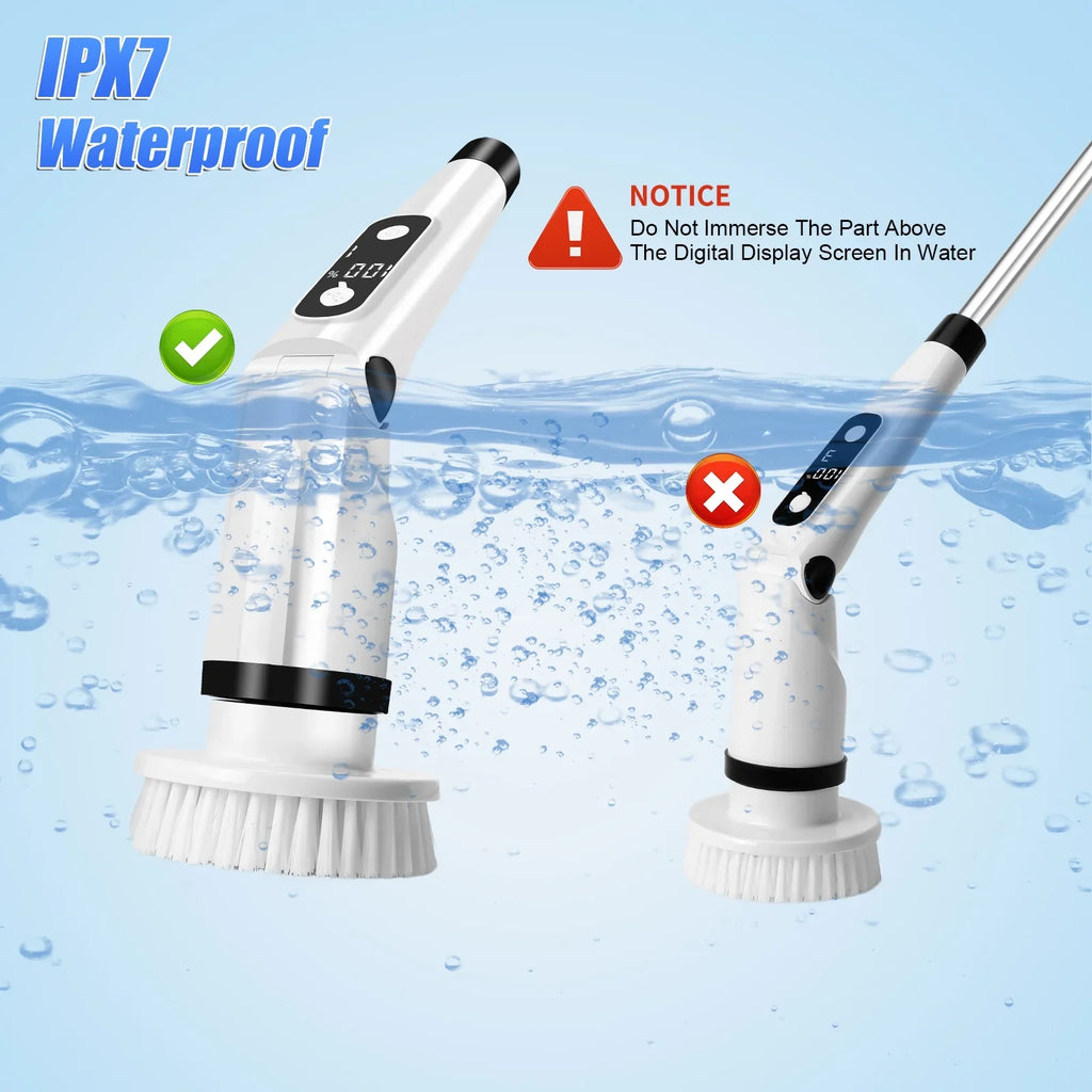 8 Kitchen Brush Tub Brushes Heads,Shower Cleaning Brush with Scrubber, Household Long Tile Handle WLRETMCI Scrubber with Spin for Cleaning Car Floor Electric Cordless Bathroom