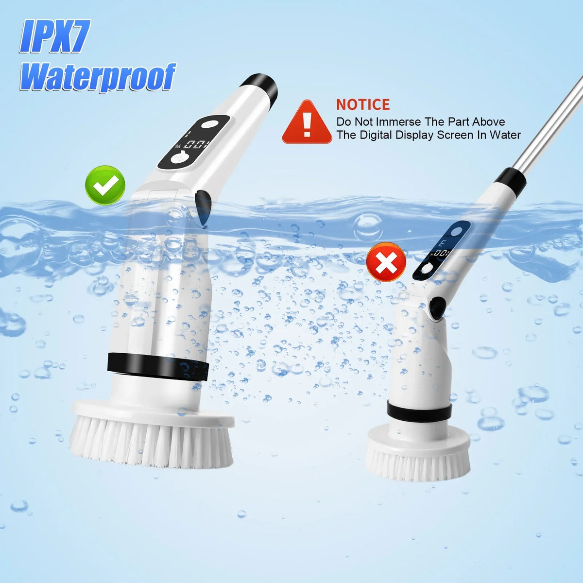 8 Kitchen Brush Tub Brushes Heads,Shower Cleaning Brush with Scrubber, Household Long Tile Handle WLRETMCI Scrubber with Spin for Cleaning Car Floor Electric Cordless Bathroom