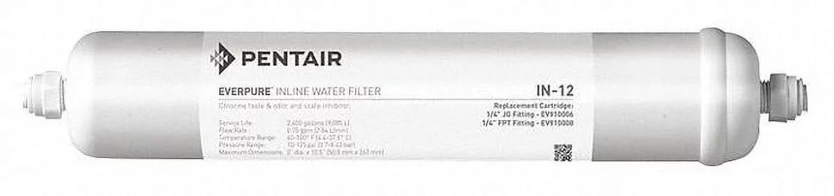Brewers Pot Water EV910086-75 Push Connectio in 0.75 Volume, 1/4 gpm - Pentair/Everpure Coffee Fitting Medium Inline Filter, Single