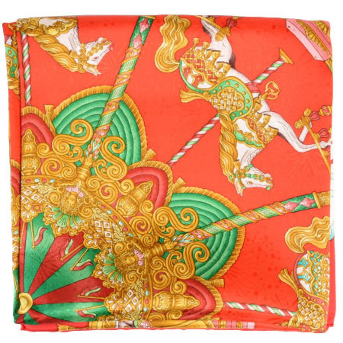 Park PARK White Hermes Red Carre Silk Scarf LUNA (Good) HERMES 90 Pre-Owned Amusement