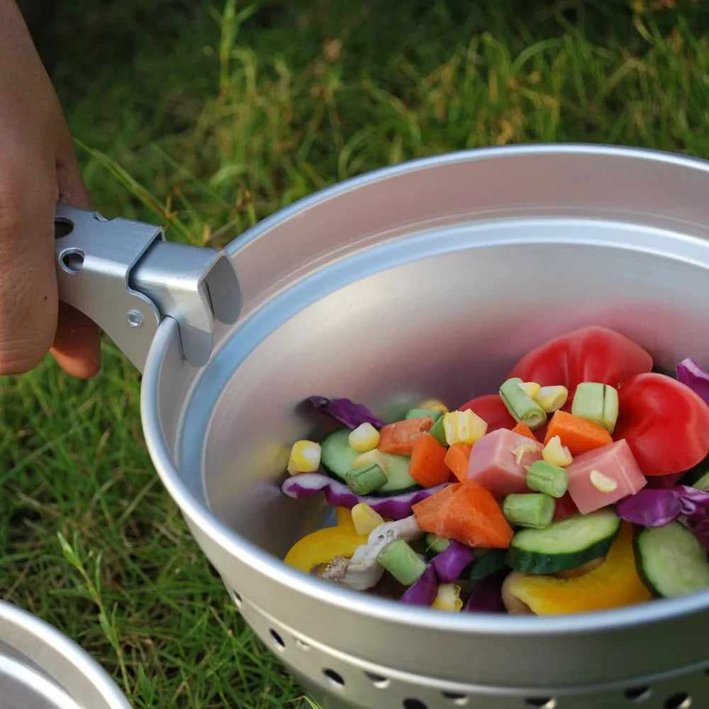 Arealer Mess Cooking Stove Backpacking with for Pan Portable Gripper Cookware Camping Stand Spirit with Hiking Set BBQ Pot Picnic Kit