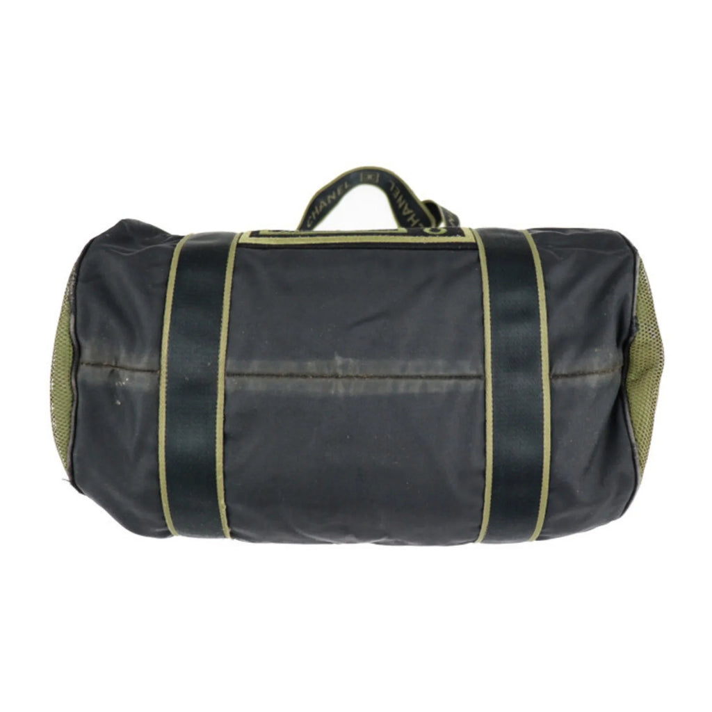 (Fair) Travel Nylon Bag Shoulder Sport Cylindrical Canvas Line Chanel Pre-Owned 10 Boston CHANEL Green Cocomark Khaki Series Round