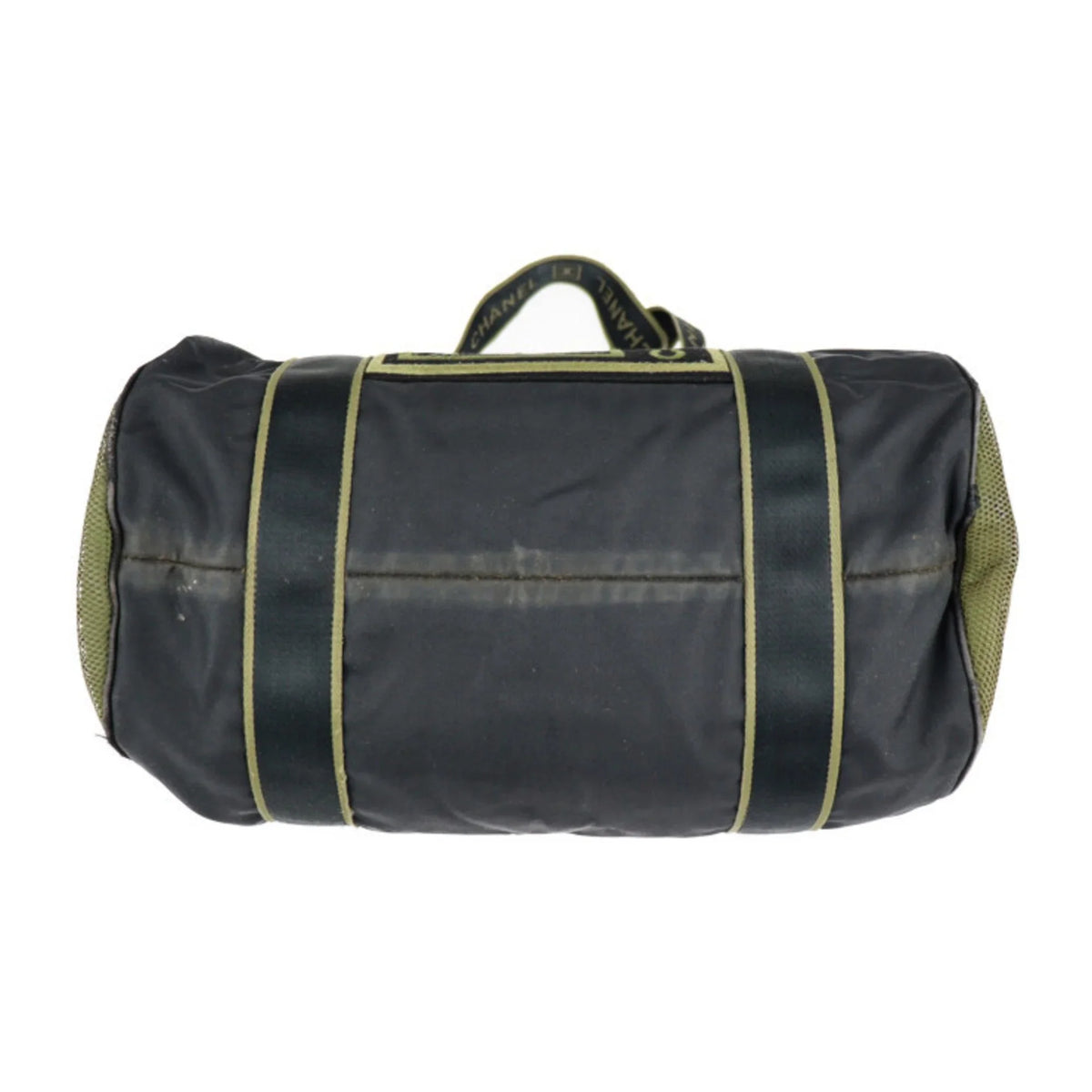 (Fair) Travel Nylon Bag Shoulder Sport Cylindrical Canvas Line Chanel Pre-Owned 10 Boston CHANEL Green Cocomark Khaki Series Round