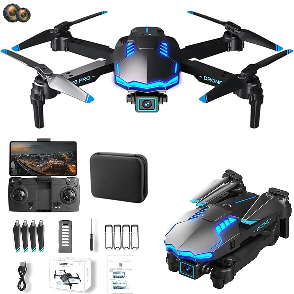 Avoidance Headless Obstacle Kids RC Off HD StartSmart And 4K Adults RC Stunt With Show WiFi Dual Camera Quadcopter Button One For Foldable Mini FPV Track Mode Airplane