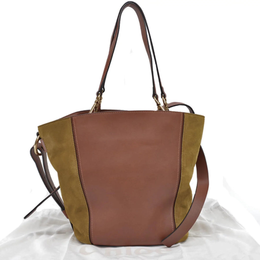 Leather (Good) Chloé Brown Chloe Shoulder Khaki Bag Ladies Pre-Owned Suede 2Way Gold