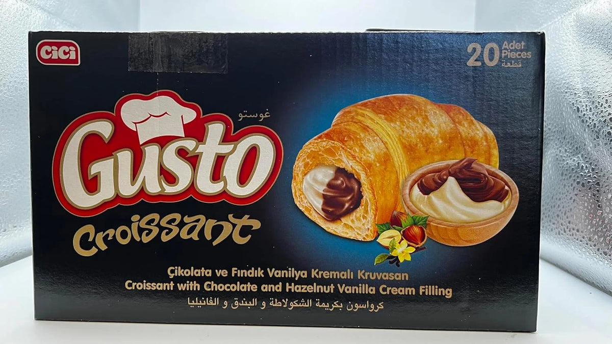 And Croissant Hazelnut Of Vanilla (Pack Breakfast Cream Croissant Individually Pastry, With 20) Soft Gusto Wrapped Chocolate Snack The Go Filling, On