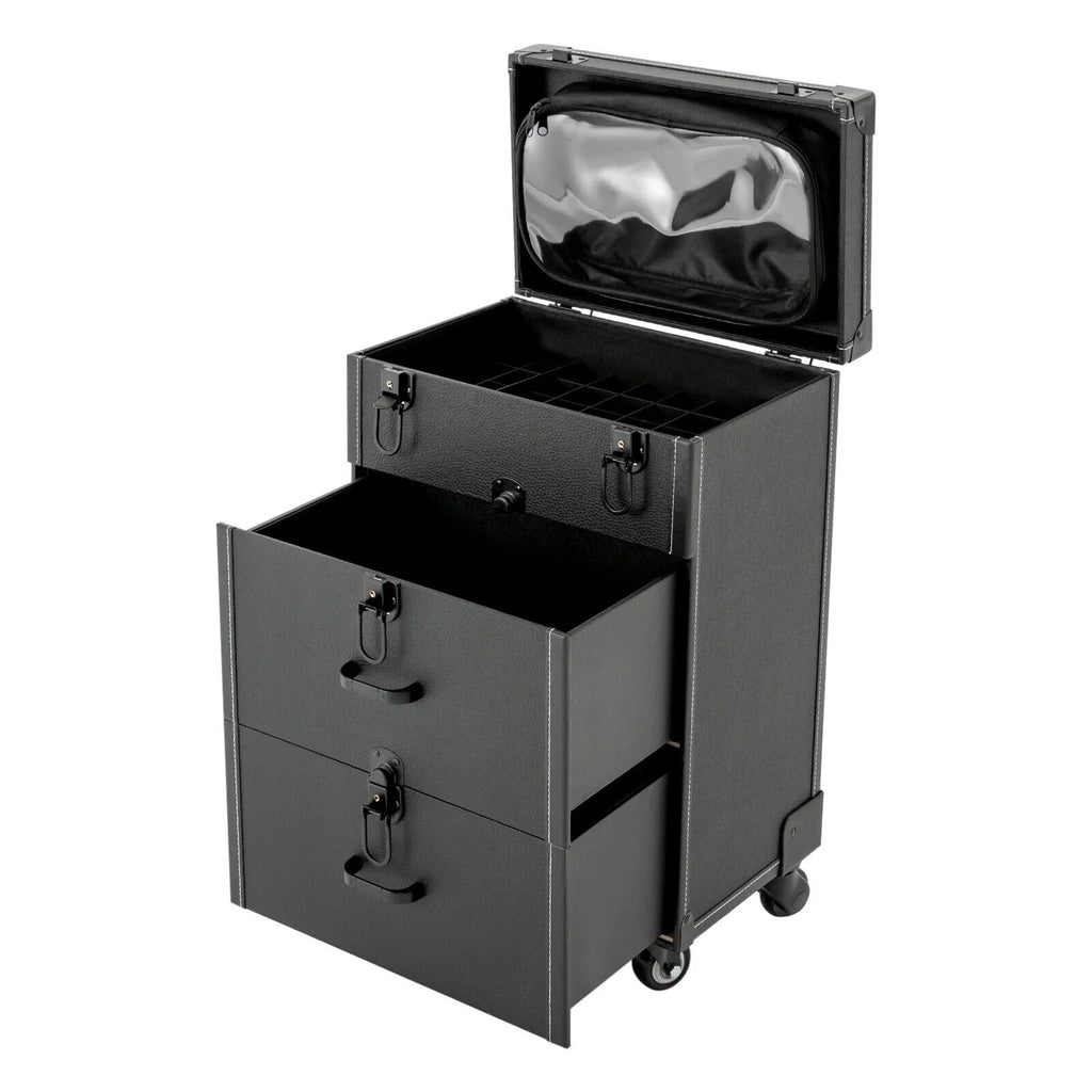 Polish Nail Makeup Trolley Miumaeov Rolling Cosmetic Train Organizer Storage Luggage Case Box Professional