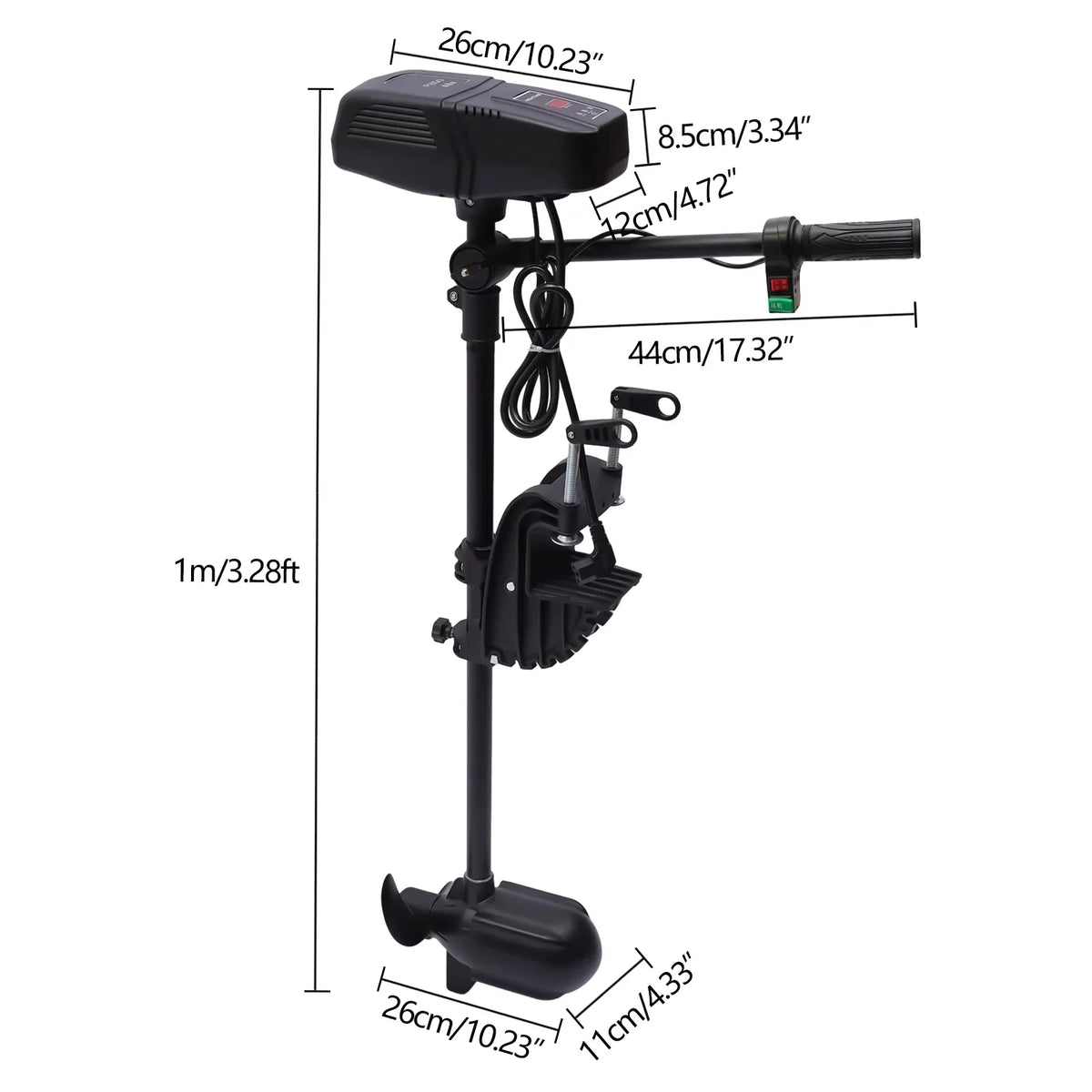 Engine Brushless LED 2300RPM Display Motor Outboard Fishing Aiqidi Trolling Motor Rotatable 1400W Electric Motor Boat 360° 48V