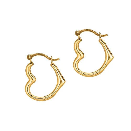Earrings Real Hoop Yellow 10K Gold Heart