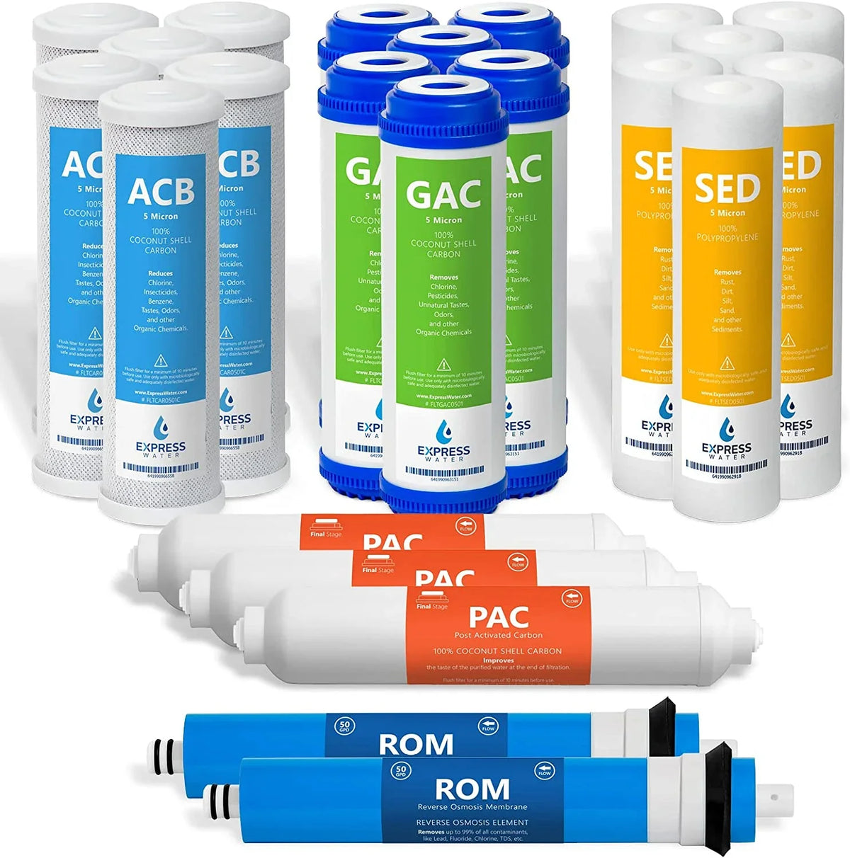 with Filters Osmosis Set \u2013 System Filters 23 Membrane inch GAC Sediment GPD Filters Carbon 50 Reverse \u2013 RO ACB Express Water Replacement \u2013 SED Filter Year PAC 10 3 Size