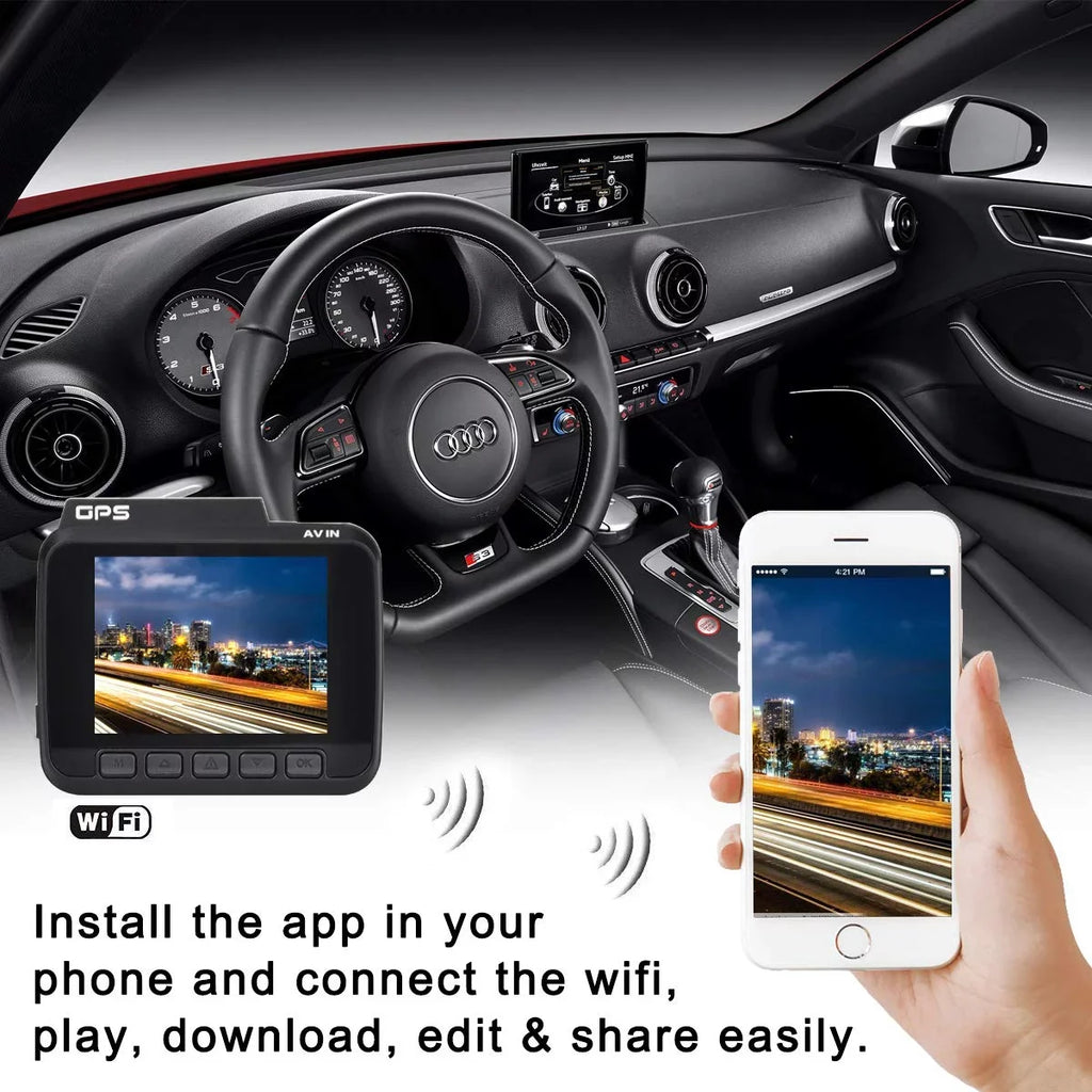 Parking Wide Dashboard G-Sensor, GPS, Dash 24FPS Record, Driving Chip, Iseebiz WDR, View, 2160P Cam, Motion Cam Mode Detect, Recorder 150° Novatek Car Built-in Loop Angle, App WiFi