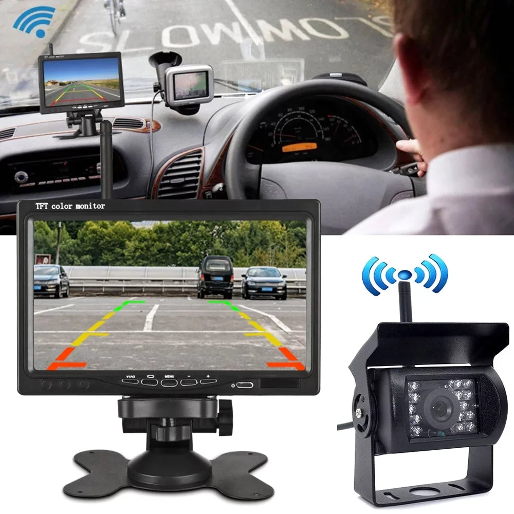Car Car Monitor Monitor Willstar Function Vision Rear Vehicle Visualizer Assist Monitor Camera Rear Engineering Lcd Front Car Truck 7 Inch Wireless Parking Display Navigation Truck Night