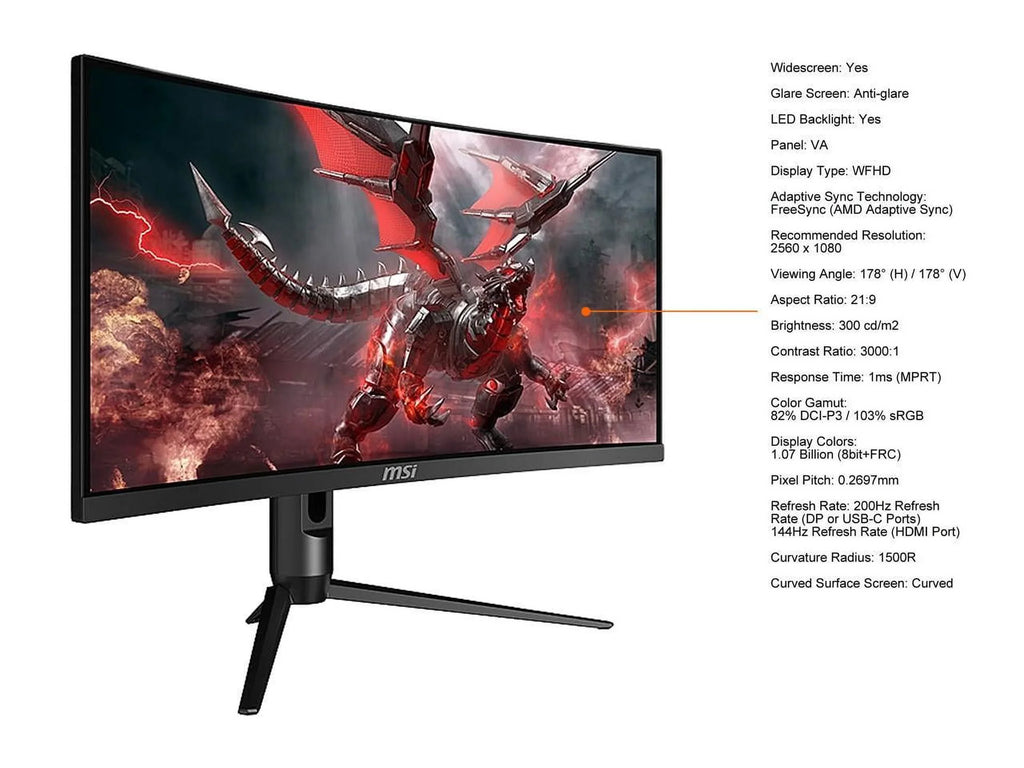 1ms WFHD Gaming Curved MAG301CR2 30" HDMI, (AMD FreeSync Optix 200Hz Adaptive 2560 DisplayPort, MSI x USB Monitor (MPRT) 1080 Sync)