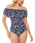 Womens Vintage Piece Swim 14 Floral Blue One Solutions Ditsy Swim