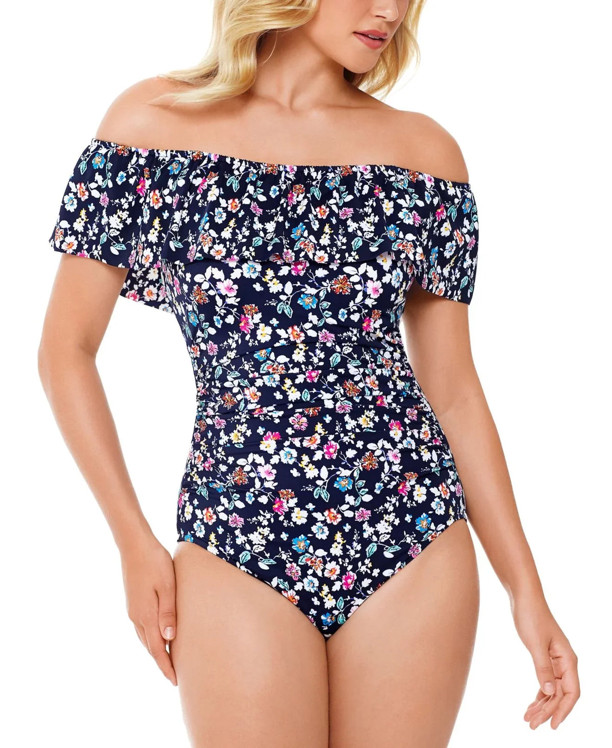 Womens Vintage Piece Swim 14 Floral Blue One Solutions Ditsy Swim