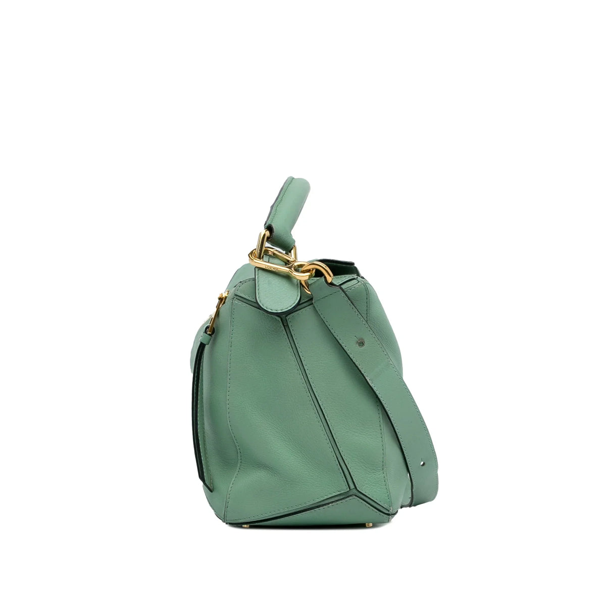 LOEWE (Good) Satchel Puzzle Green Leather Medium Pre-Owned Calf Unisex Authenticated
