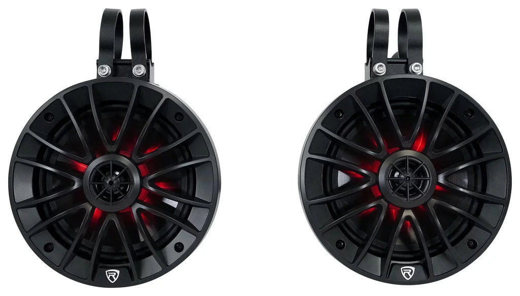 Bluetooth ATV/UTV/RZR (4) inch PT65BR For 6.5 Speakers Rockville LED Tower Powered