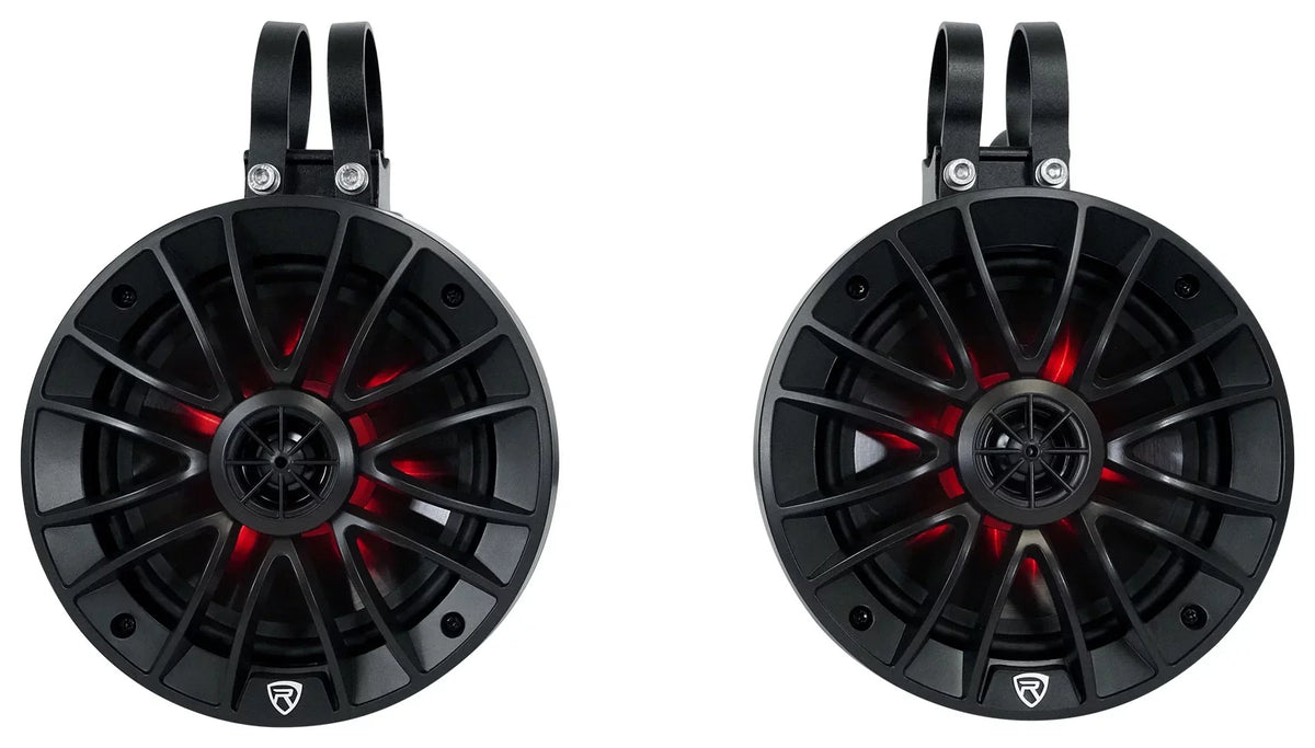 Bluetooth ATV/UTV/RZR (4) inch PT65BR For 6.5 Speakers Rockville LED Tower Powered