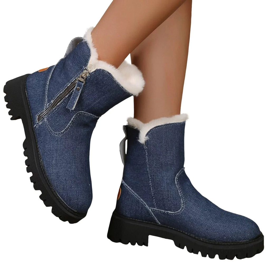 In Winter For Winter Insulation Booties And New Shoes Shoes Snow Length Cotton Women Boots for Mid Women Integrated Plush Winter Ankle Boots And Leather Snow Thick