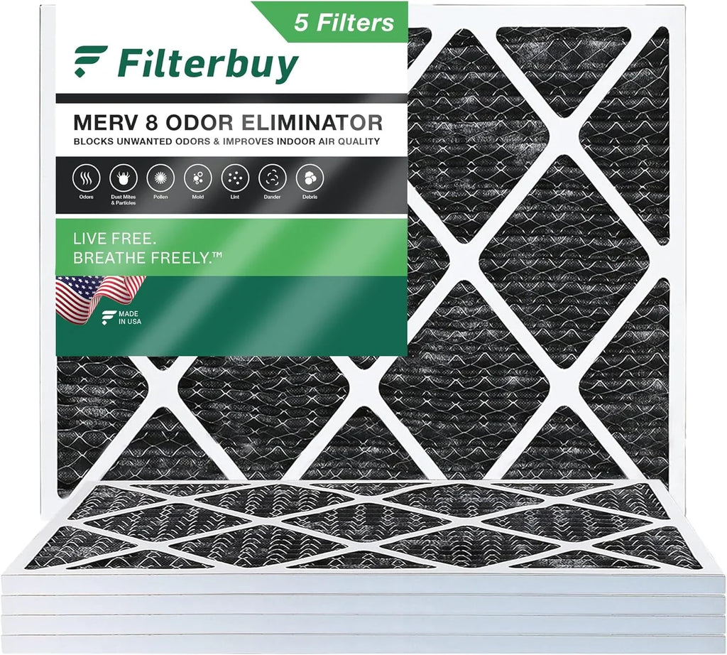 Furnace Eliminator Filters with HVAC Pleated Odor 8 Filterbuy AC Air Carbon 22x24x1 Activated (5-Pack) MERV