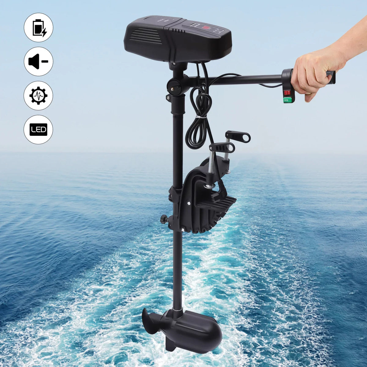 Engine Brushless LED 2300RPM Display Motor Outboard Fishing Aiqidi Trolling Motor Rotatable 1400W Electric Motor Boat 360° 48V