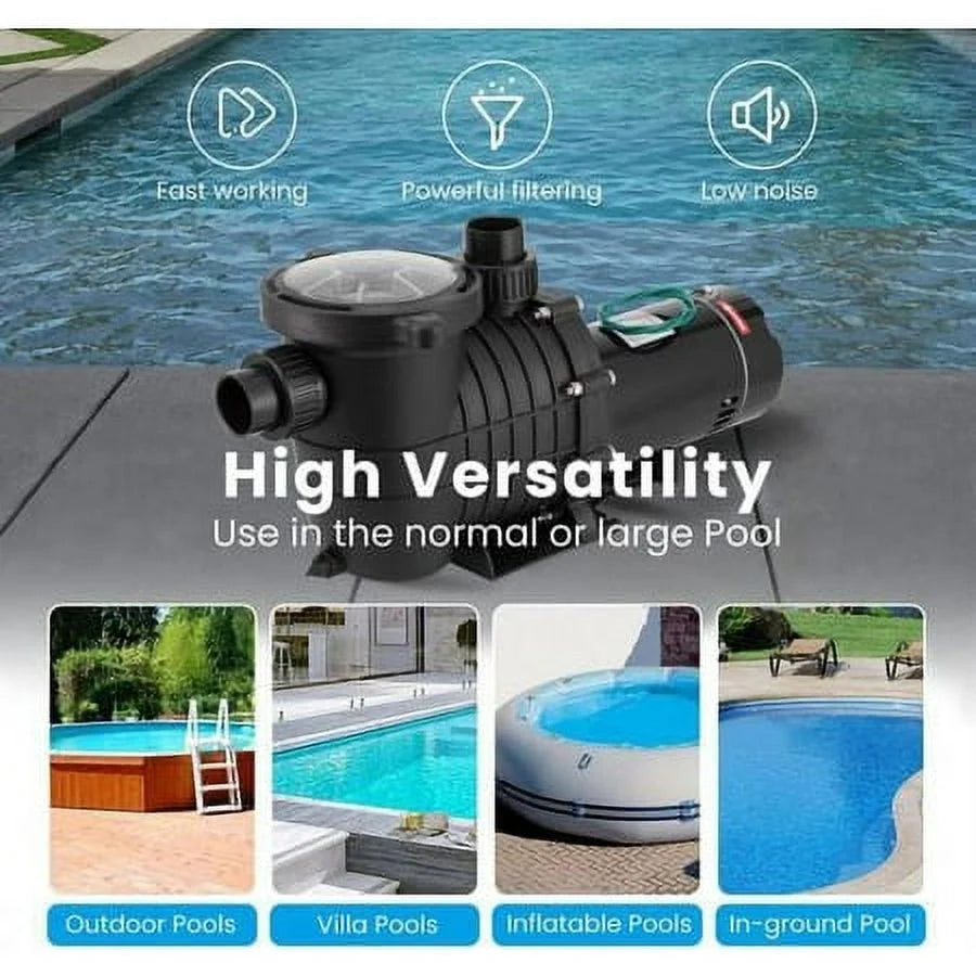 Motor Pump Filter Pool In/Above Swimming w/Strainer 2.0HP Ground 7080GPH