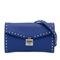 Blue Chain Wallet Crossbody Leather Studded Pre-Owned Authenticated (Good) Bag Calf Unisex Patricia MCM on