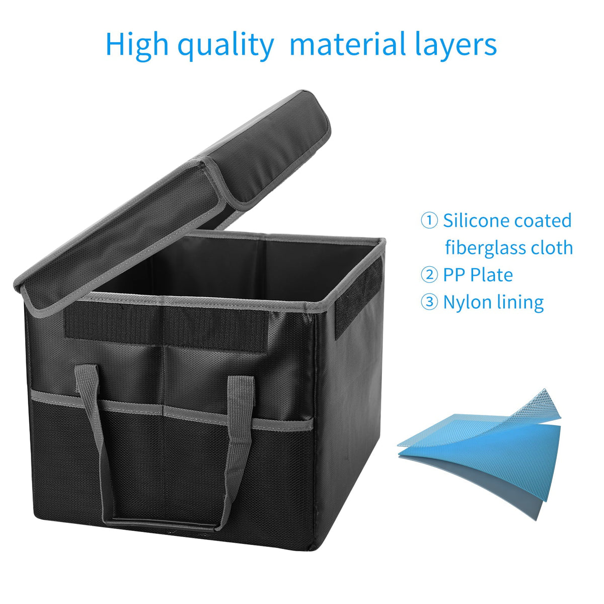 Handles Home Ideal Storage Car, Lid Waterproof Fireproof Sturdy Irfora Box, and for Office with