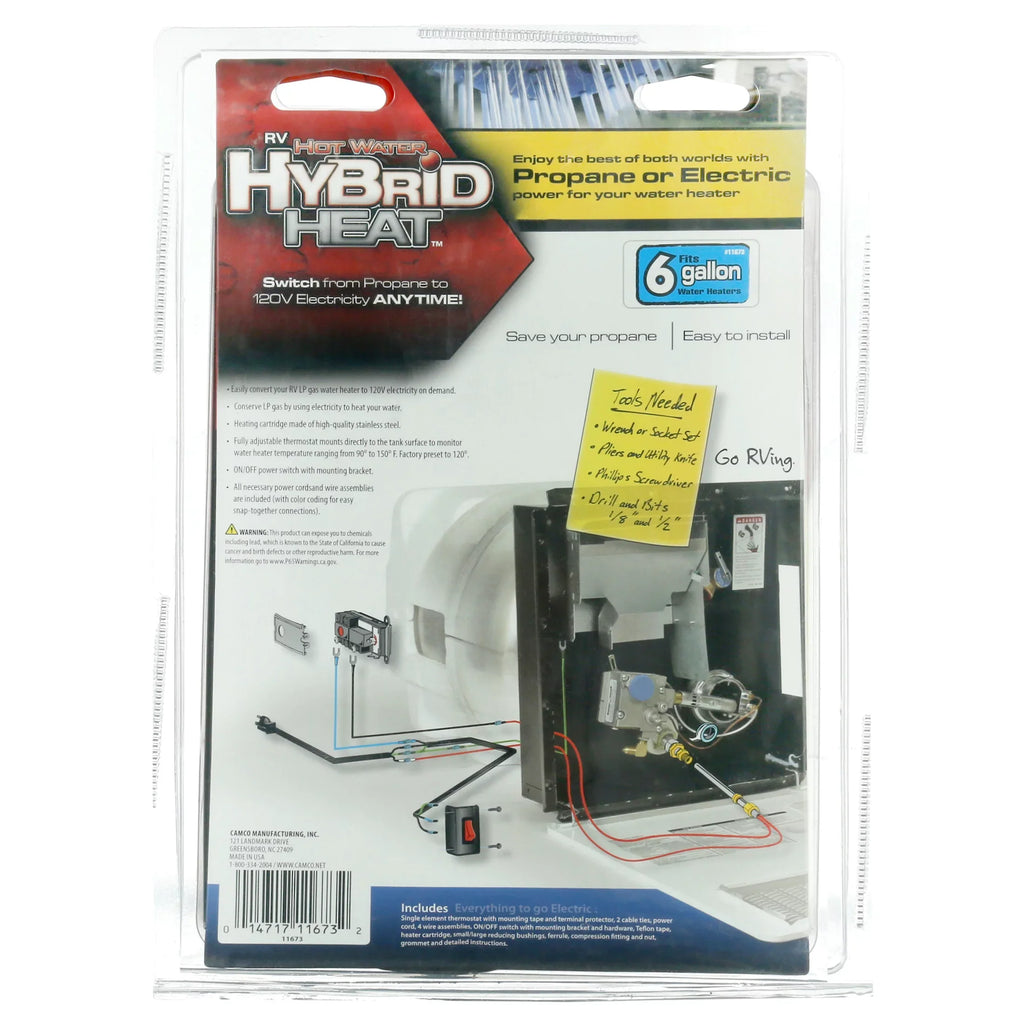 gal. - for Camco Converter On 6 RV Heater Electricity to LP Heaters Demand 120V Converting Water Water Gas 11673
