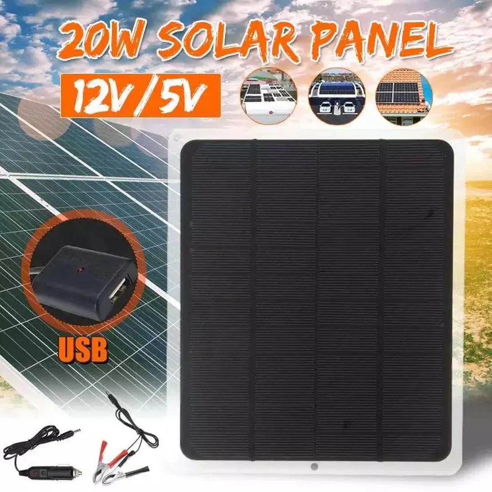 Recharger Dcenta Light Camping Fan Portable Hiking 20W Solar Panel Car for
