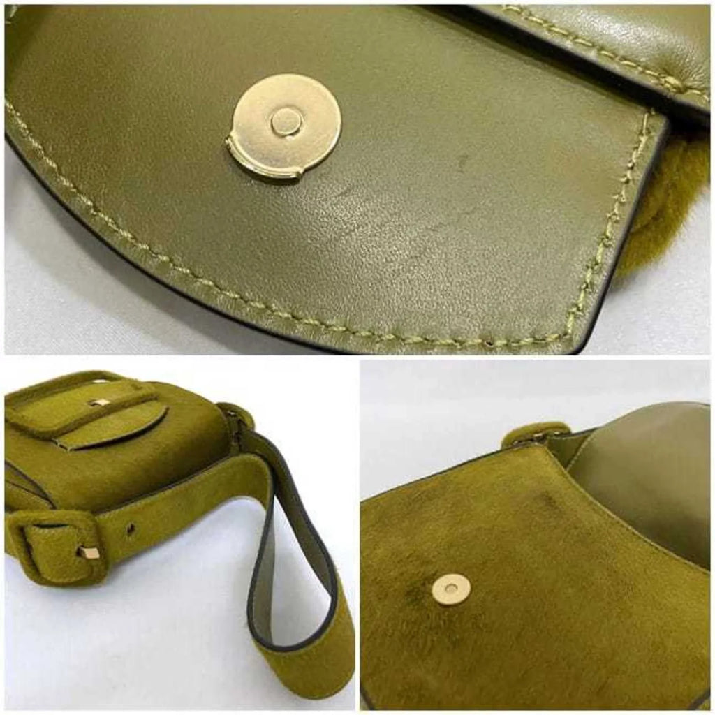 TORY Flap Harako Green Leather Bag Burch Half Pre-Owned (Good) BURCH Women's Moon Tory Belt