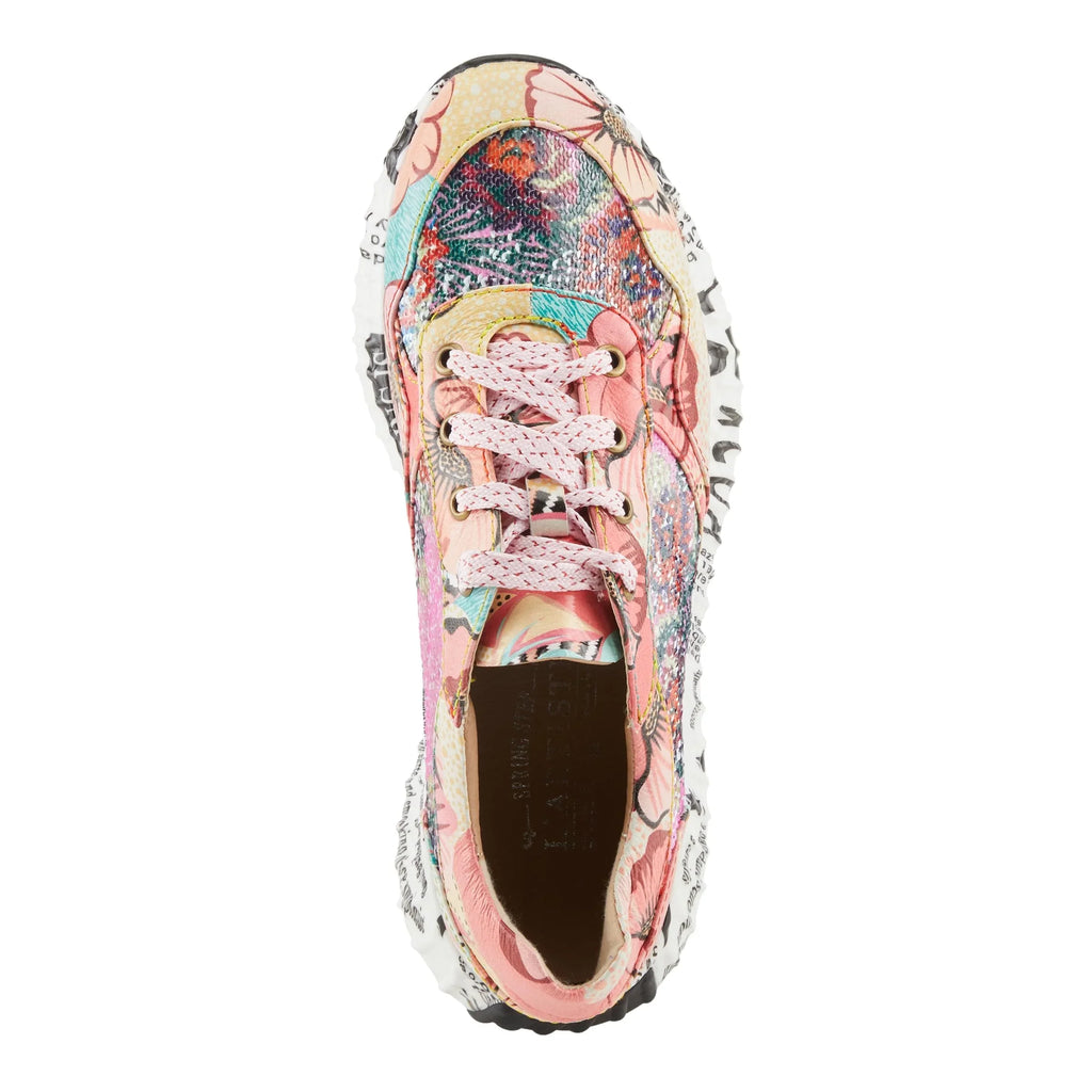 Pink Touch L'Artiste Spring Step - Sequin US 5 Stylish EU Leather with / Comfort Women's Fashion Cabaret Sneakers 35 a Sparkling Multi