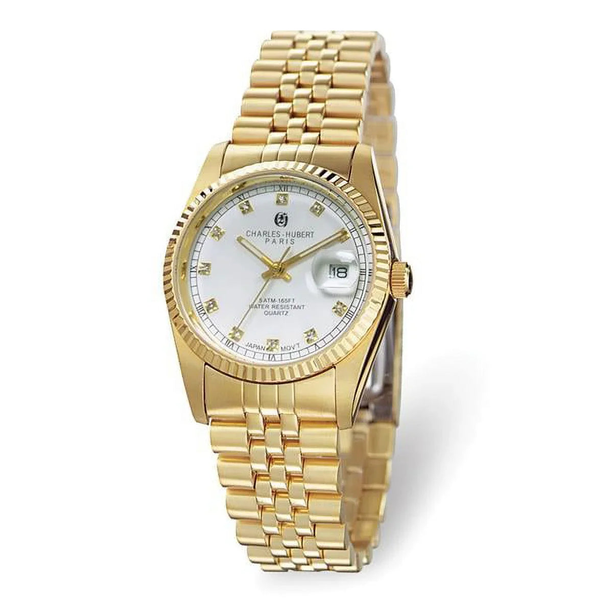 Stainless Hubert Plated White Dial Charles Steel Watch Gold
