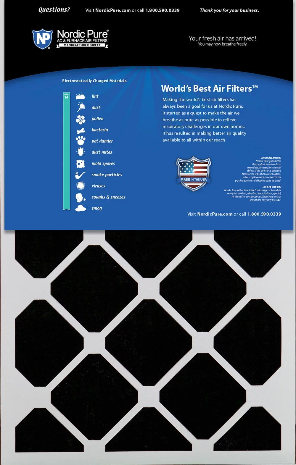 Carbon Replacement (4 16x25x5 3/8) MERV Honeywell 14 Plus Air Filters 4 Pack