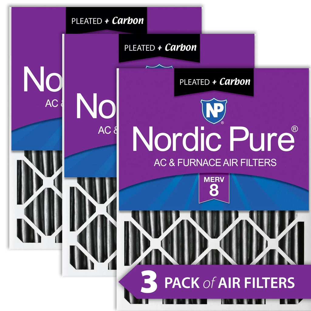 Pure Pleated Nordic 24x24x2 Pack Plus Furnace MERV 8 Carbon Filters Air 3