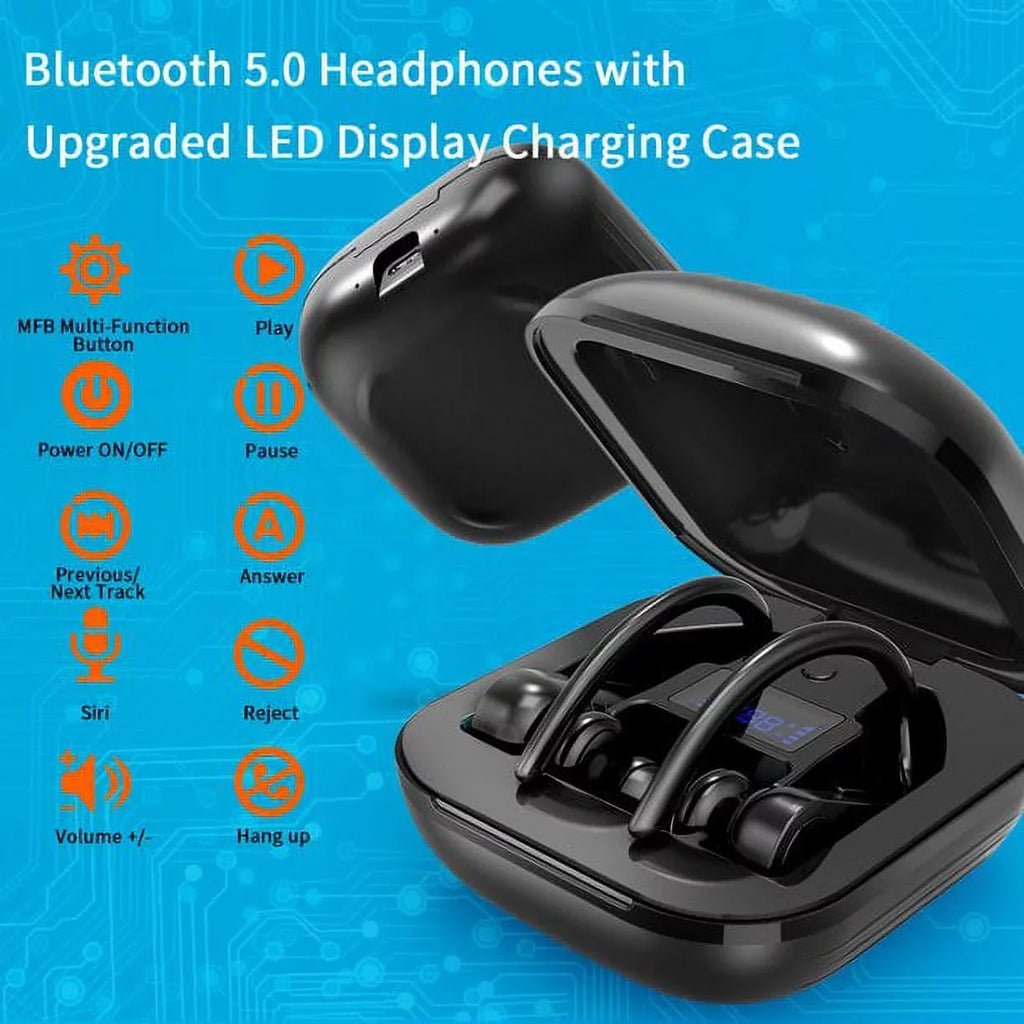 with Max Ear Sport True in Samsung 13 XR Running Built-in Wireless Earhooks Earbuds 5.0 Headset Charging Case XS Android Pro with iPhone Wireless Mic Earphones Compatible