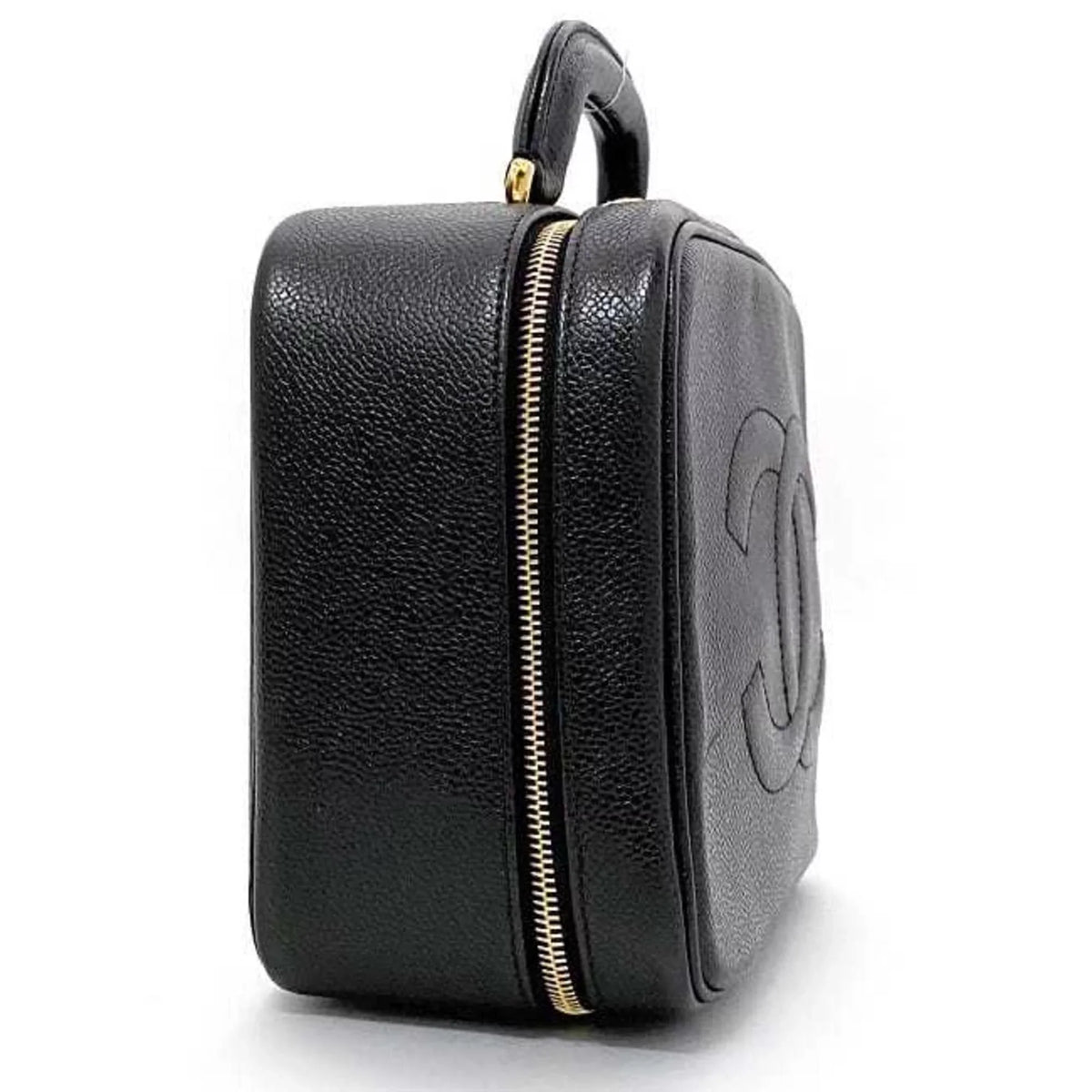 Chanel Vanity Stitch 4th Pre-Owned Gold Leather Bag A07061 Skin CHANEL Cocomark (Good) Handbag GP Caviar