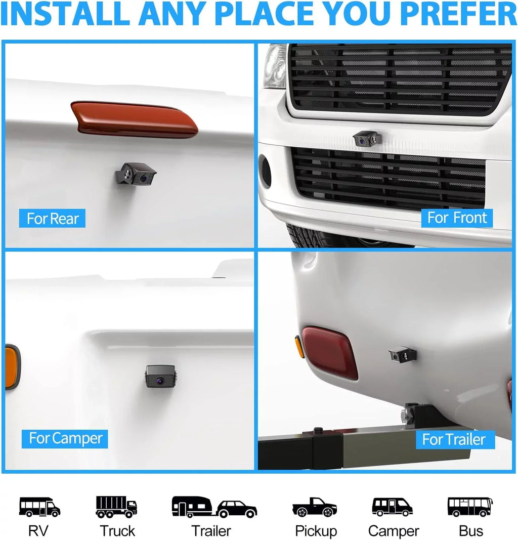 IP69 Camera Waterproof Camera Backup or for Van Trailer 10'' RV Backup eRapta HD Car Wired Monitor Truck 1080P