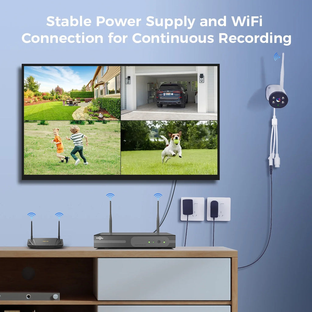 Vision, Color Night Wireless 3MP Security Wi-Fi Way Hiseeu for HDD Camera Indoor Motion No System, Detection,2- Outdoor, Audio,IP66 Waterproof,
